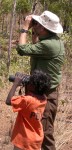 Sandy helping a birdwatcher in Australia's Top End